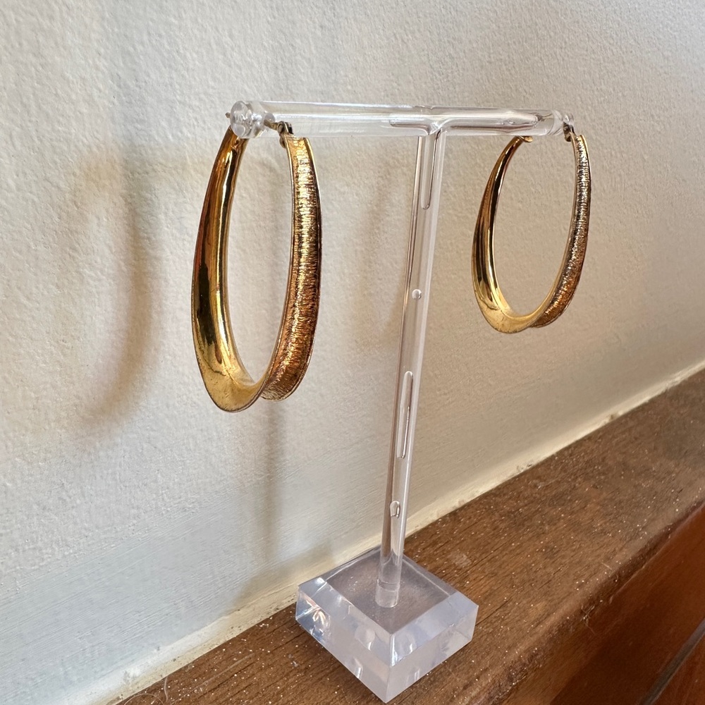 Italy LIRM Sterling Silver Gold Tone Hoop Earrings